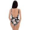 Pink Rose Floral Pattern Print One Piece Swimsuite-grizzshop