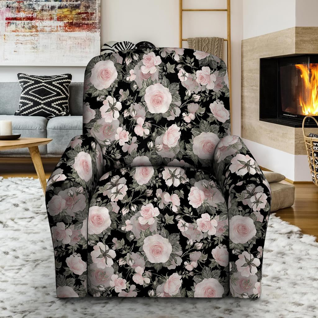 Pink Rose Floral Pattern Print Recliner Cover-grizzshop