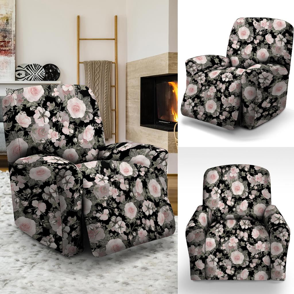 Pink Rose Floral Pattern Print Recliner Cover-grizzshop