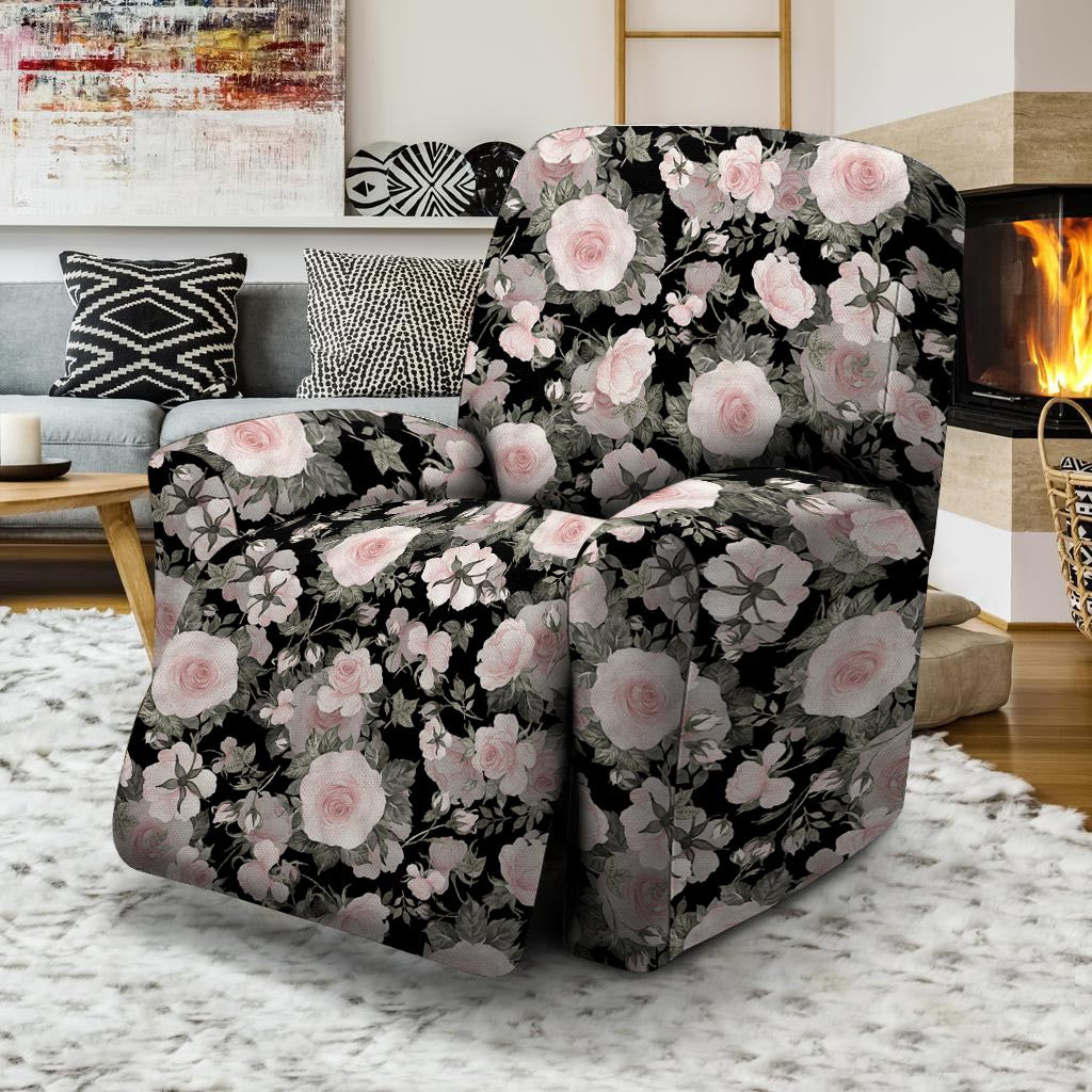 Pink Rose Floral Pattern Print Recliner Cover-grizzshop