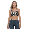 Pink Rose Floral Pattern Print Sports Bra-grizzshop