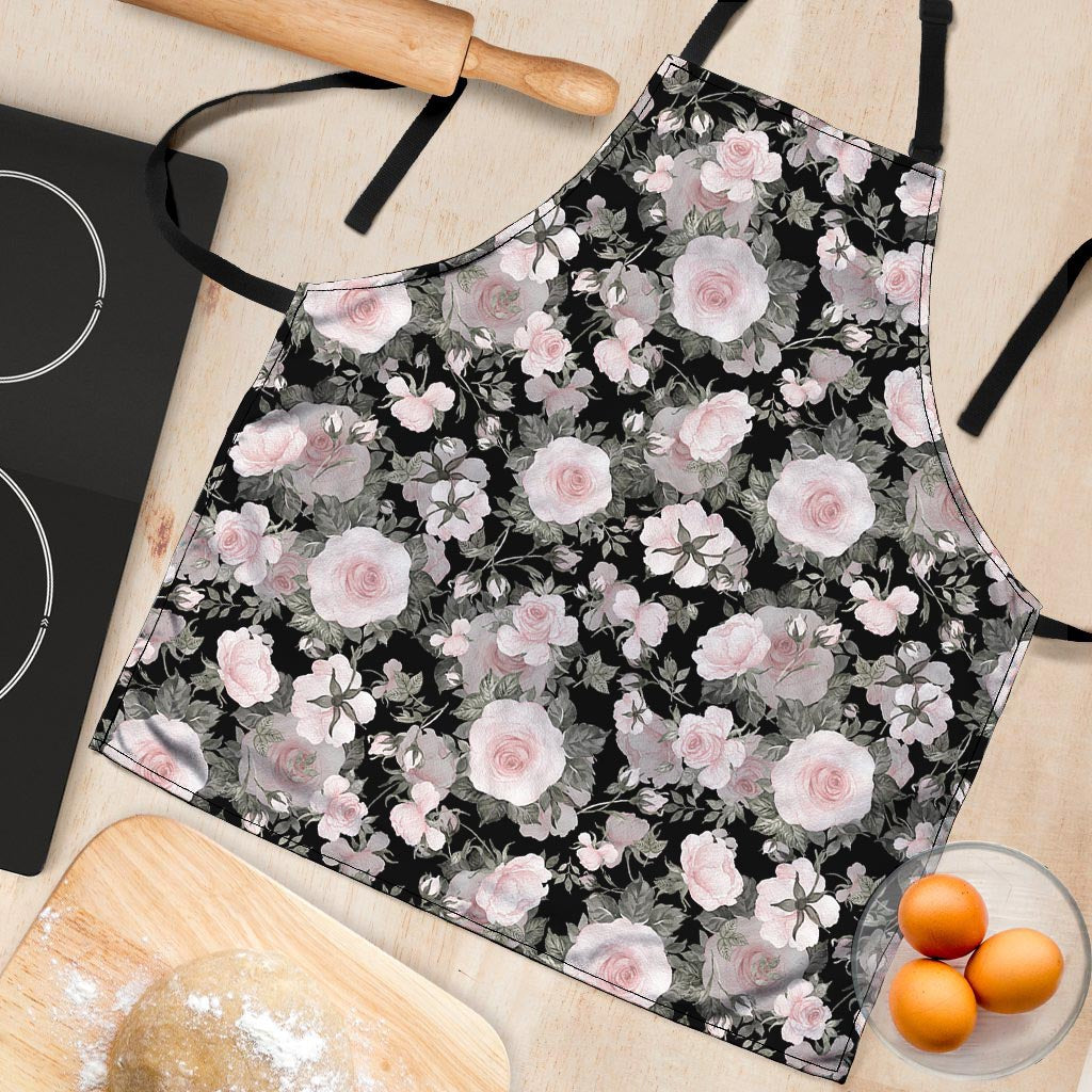 Pink Rose Floral Pattern Print Women's Apron-grizzshop