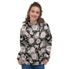 Pink Rose Floral Pattern Print Women's Hoodie-grizzshop