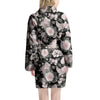 Pink Rose Floral Pattern Print Women's Robe-grizzshop