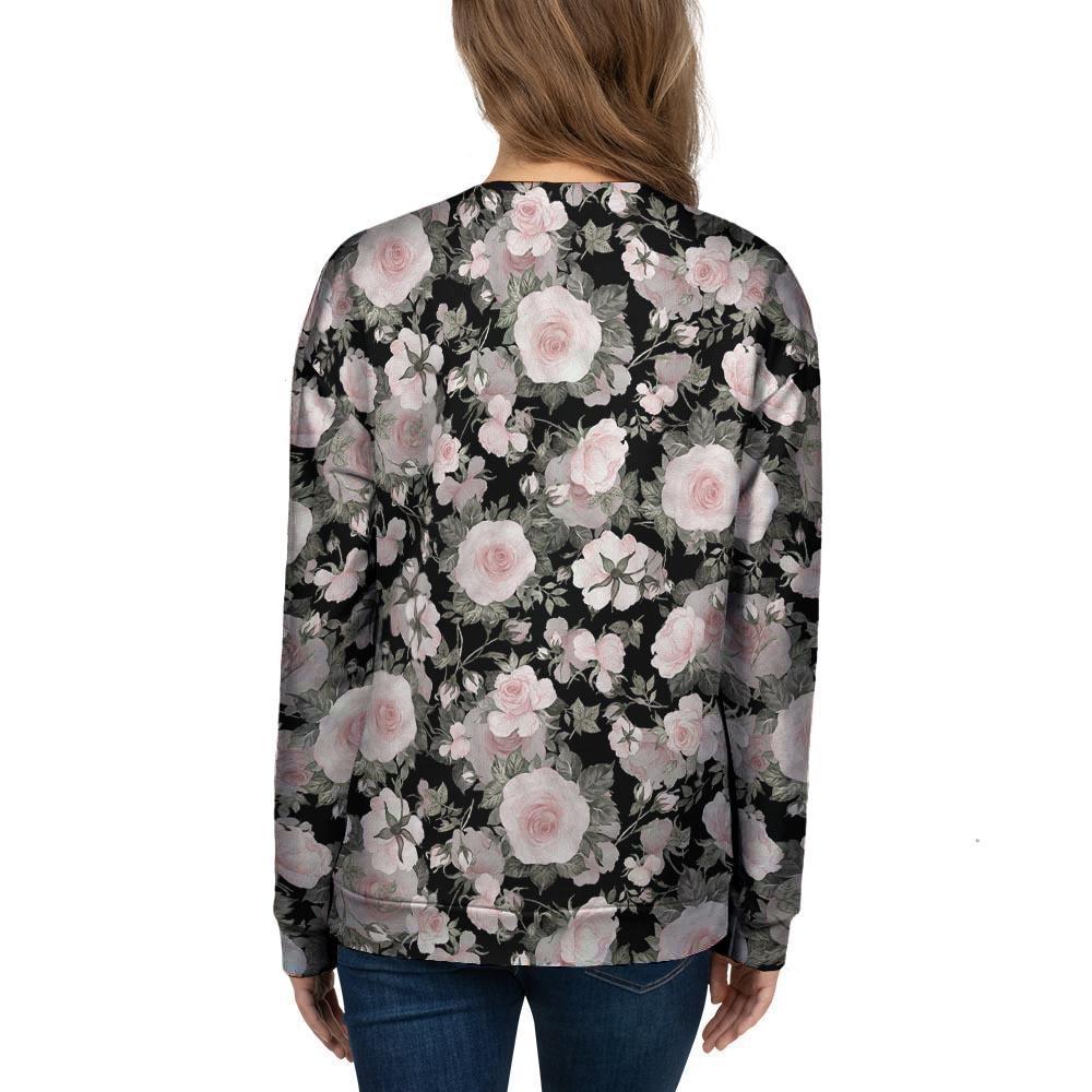 Pink Rose Floral Pattern Print Women's Sweatshirt-grizzshop