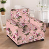 Pink Rose Floral Print Armchair Cover-grizzshop