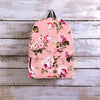 Pink Rose Floral Print Backpack-grizzshop