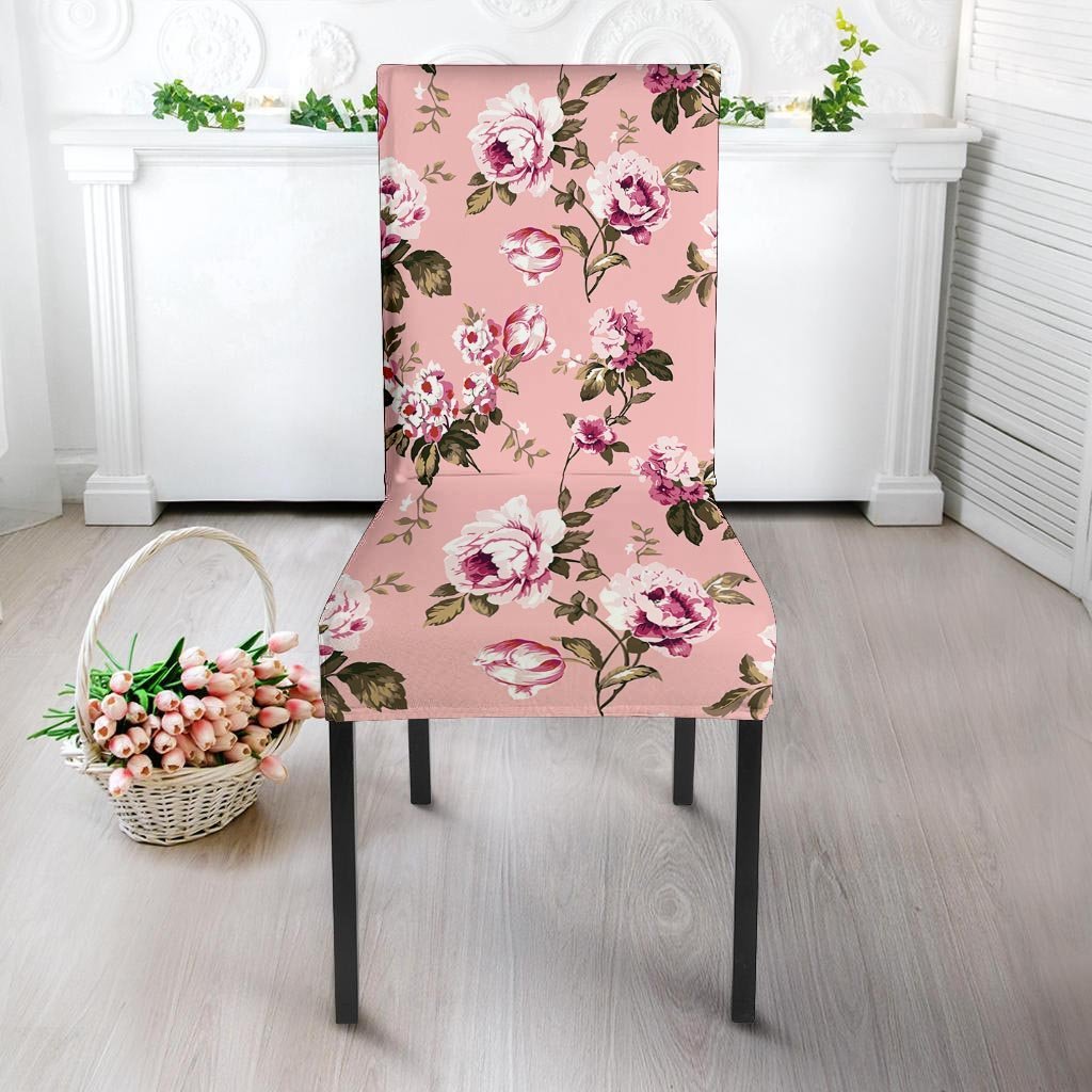 Pink Rose Floral Print Chair Cover-grizzshop