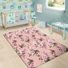 Pink Rose Floral Print Floor Mat-grizzshop