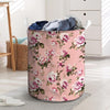 Pink Rose Floral Print Laundry Basket-grizzshop