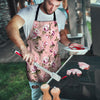 Pink Rose Floral Print Men's Apron-grizzshop