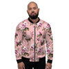 Pink Rose Floral Print Men's Bomber Jacket-grizzshop