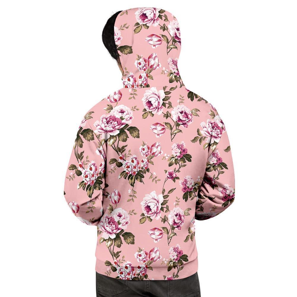 Pink Rose Floral Print Men's Hoodie-grizzshop