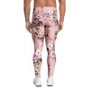 Pink Rose Floral Print Men's Leggings-grizzshop