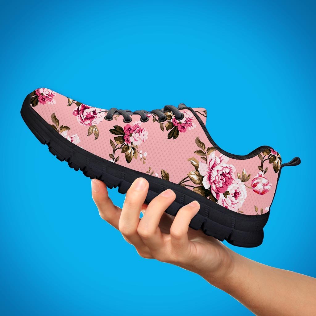 Pink Rose Floral Print Men's Sneakers-grizzshop