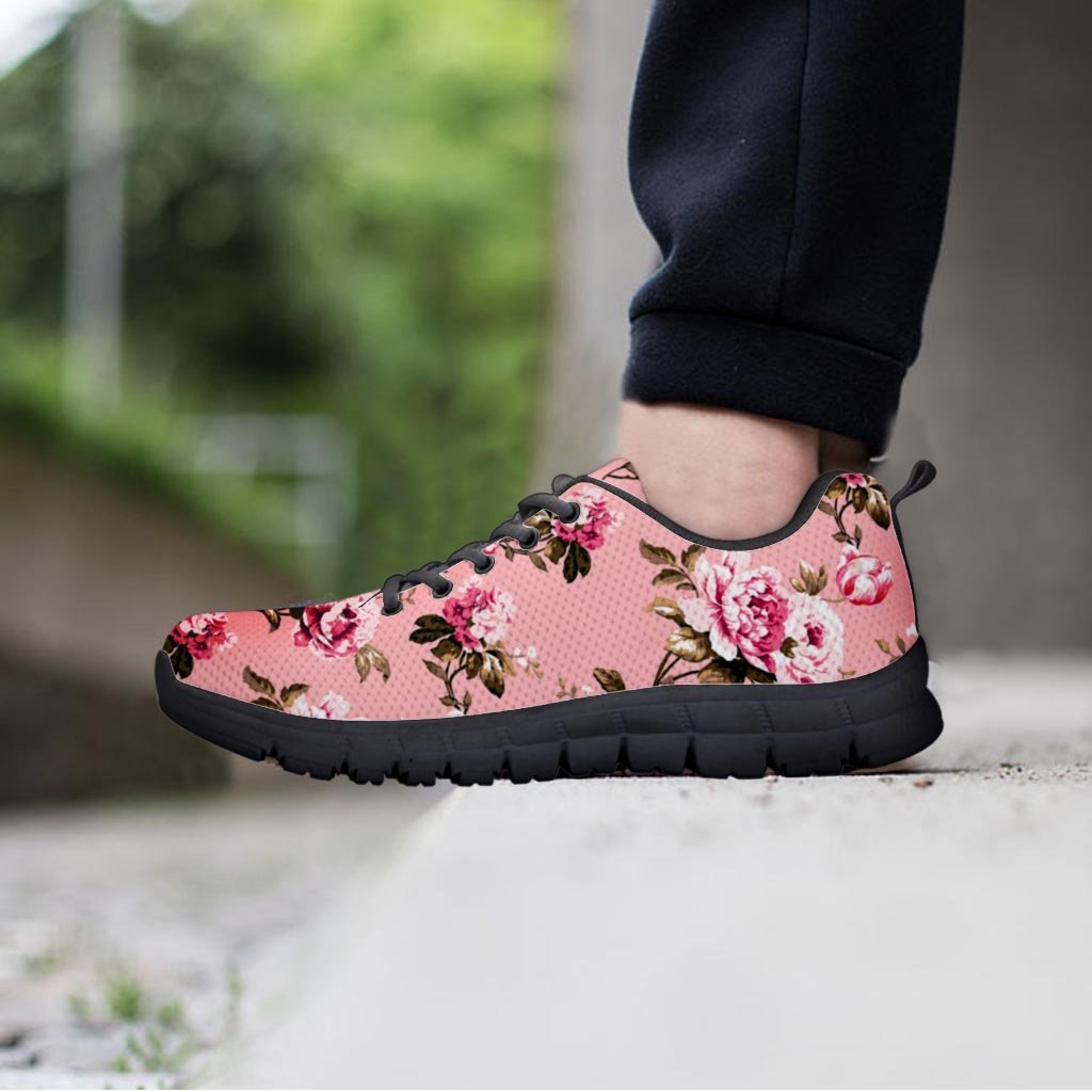 Pink Rose Floral Print Men's Sneakers-grizzshop