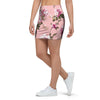 Pink Rose Floral Print Mini Skirt-grizzshop