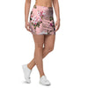 Pink Rose Floral Print Mini Skirt-grizzshop