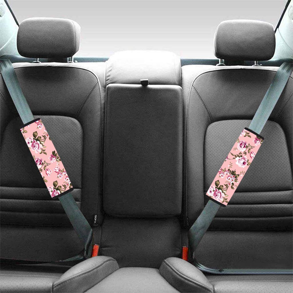 Pink Rose Floral Print Seat Belt Cover-grizzshop