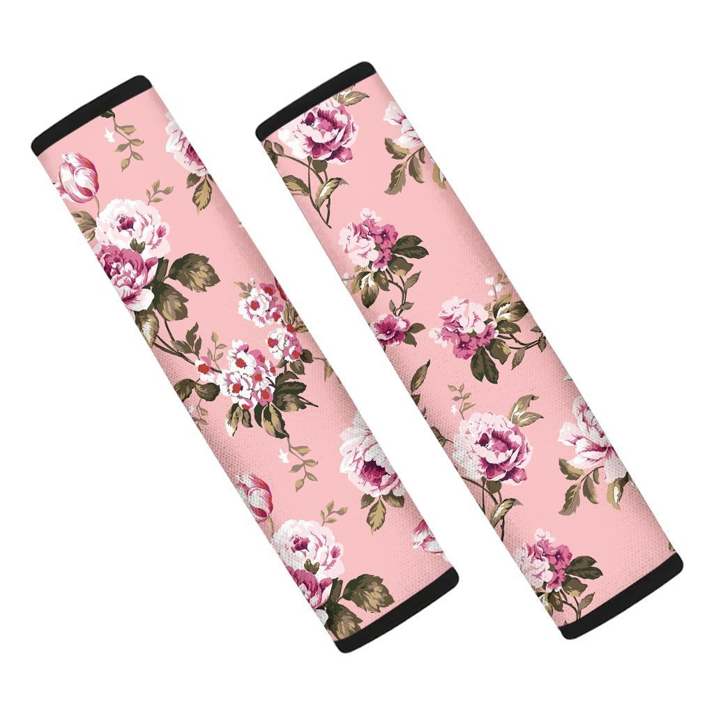 Pink Rose Floral Print Seat Belt Cover-grizzshop