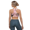 Pink Rose Floral Print Sports Bra-grizzshop