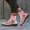 Pink Rose Floral Print Women's Boots-grizzshop