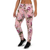 Pink Rose Floral Print Women's Joggers-grizzshop