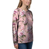 Pink Rose Floral Print Women's Sweatshirt-grizzshop