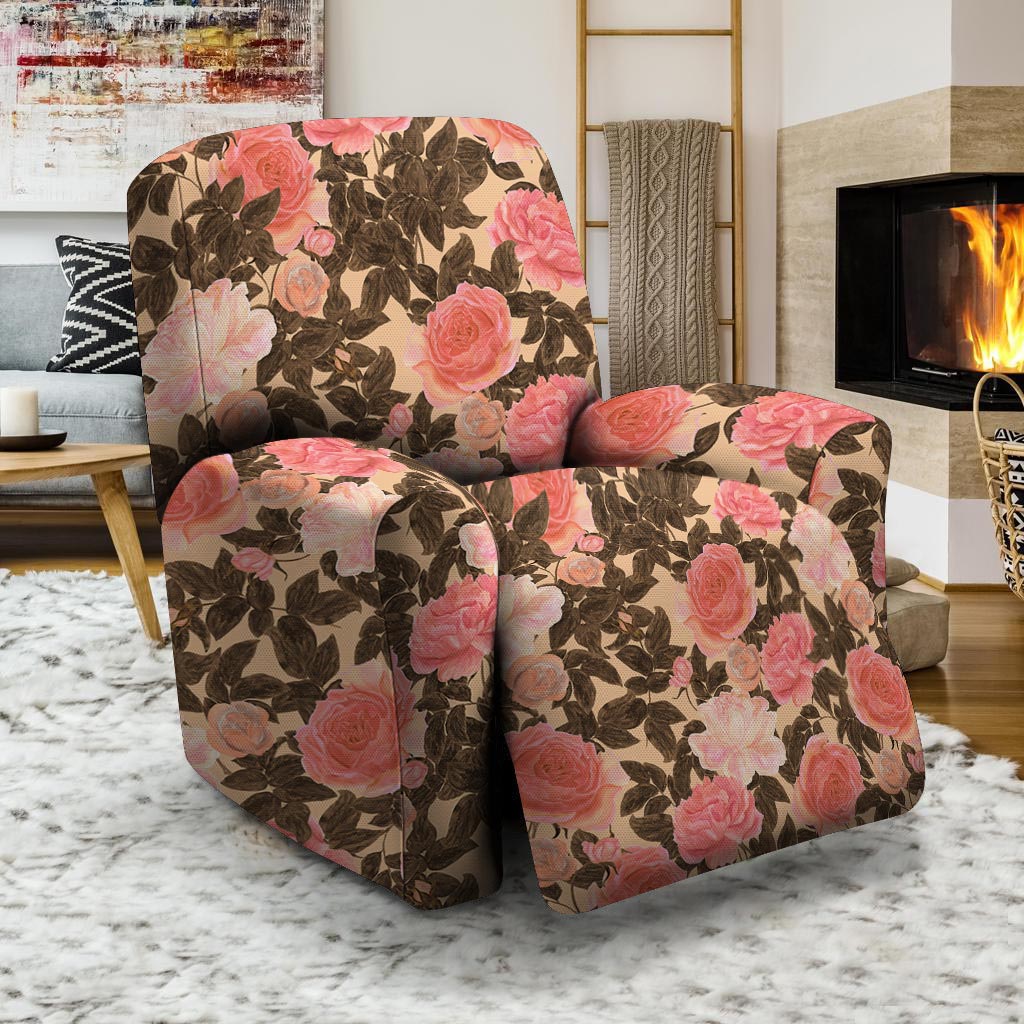 Pink Rose Floral Recliner Cover-grizzshop