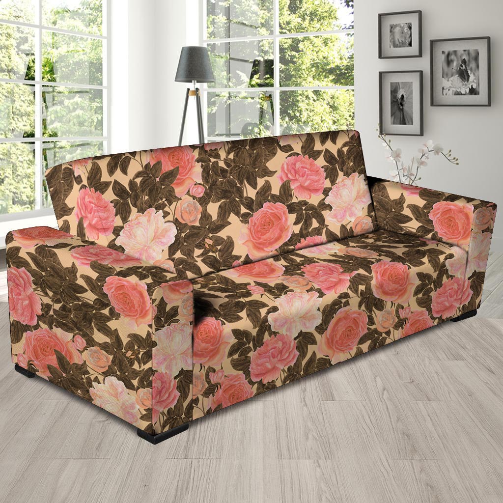 Pink Rose Floral Sofa Cover-grizzshop