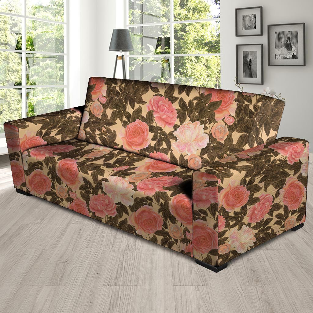 Pink Rose Floral Sofa Cover-grizzshop