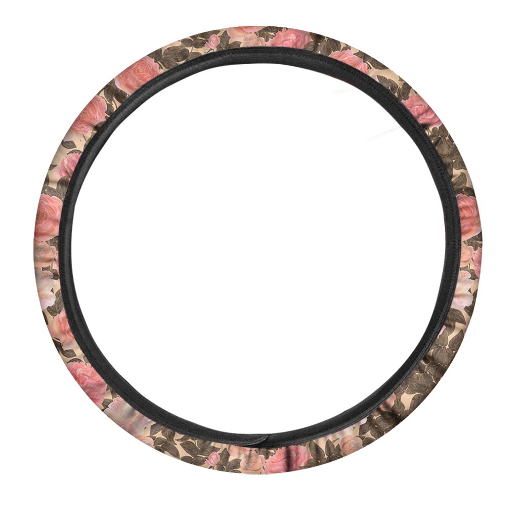 Pink Rose Floral Steering Wheel Cover-grizzshop