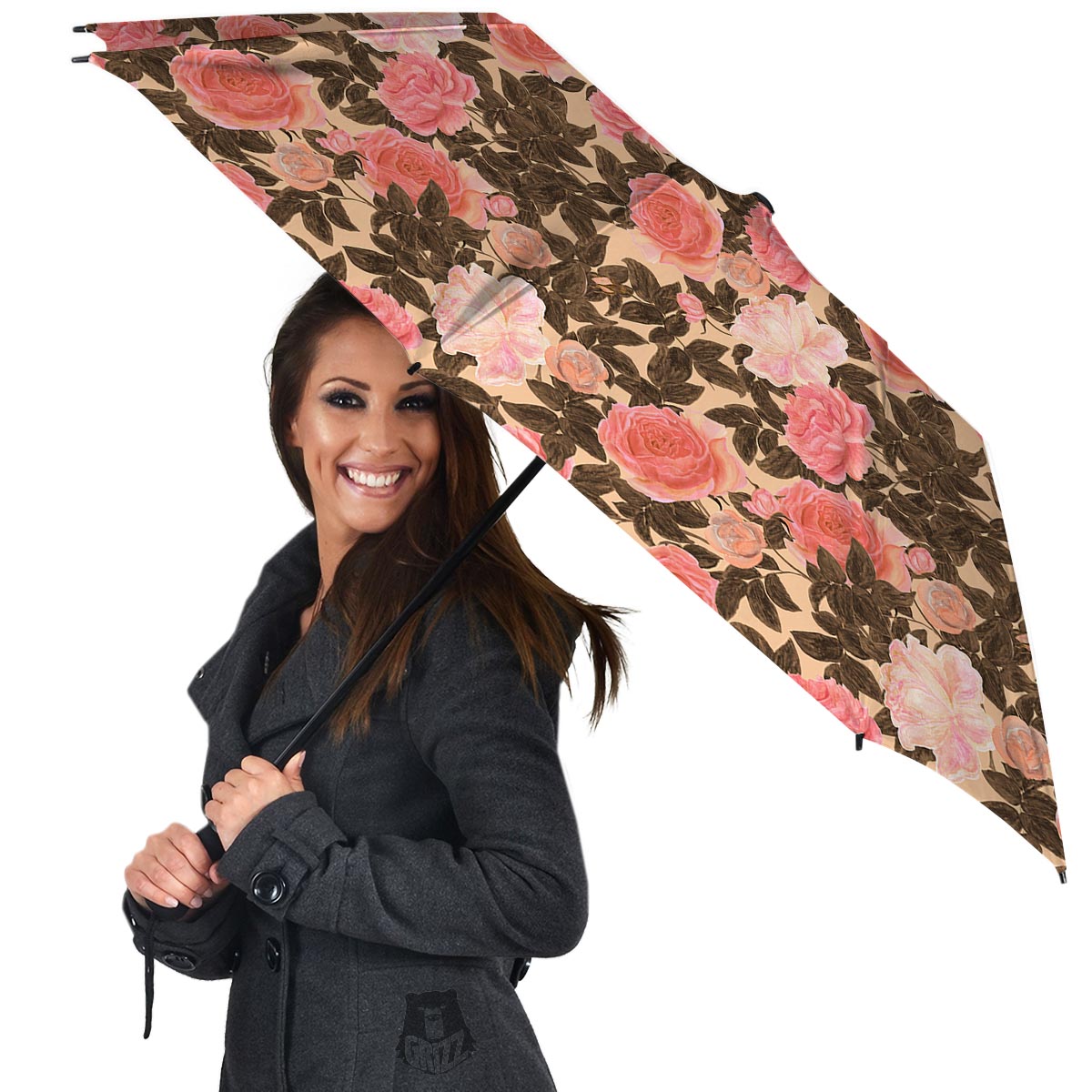 Pink Rose Floral Umbrella-grizzshop