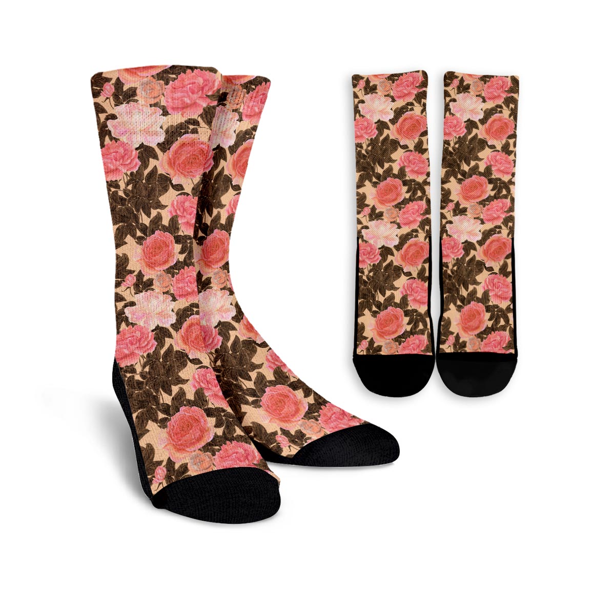 Pink Rose Floral Unisex Socks-grizzshop