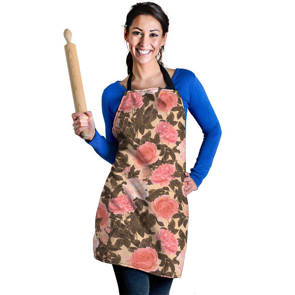 Pink Rose Floral Women's Apron-grizzshop