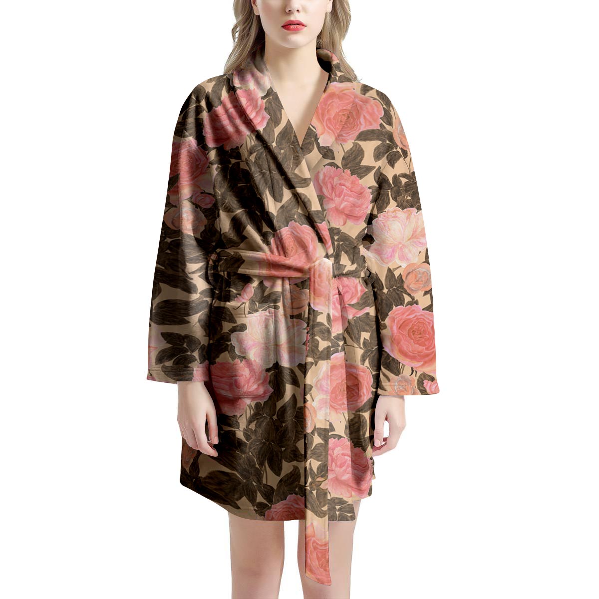 Pink Rose Floral Women's Robe-grizzshop