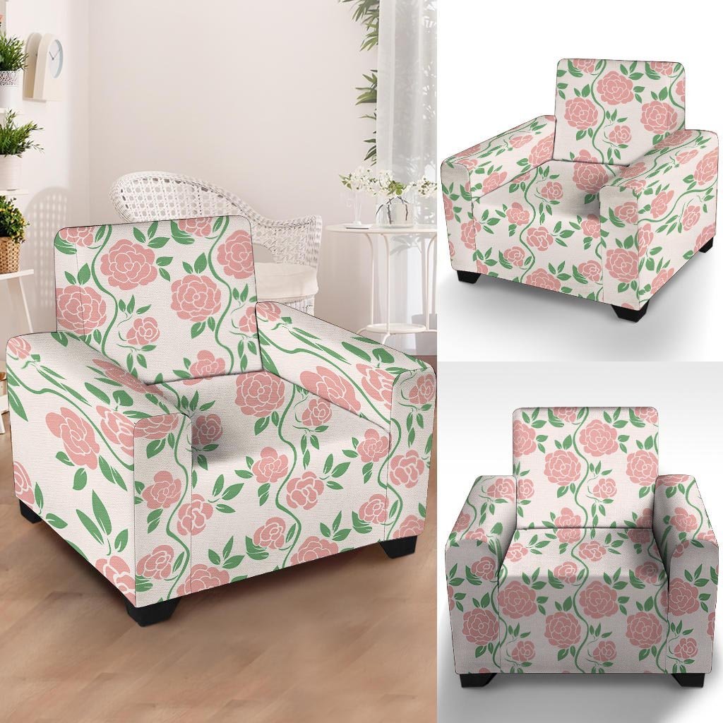 Pink Rose Flower Armchair Cover-grizzshop