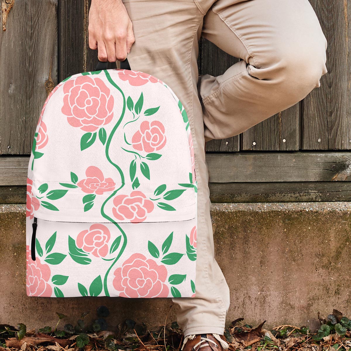 Pink Rose Flower Backpack-grizzshop