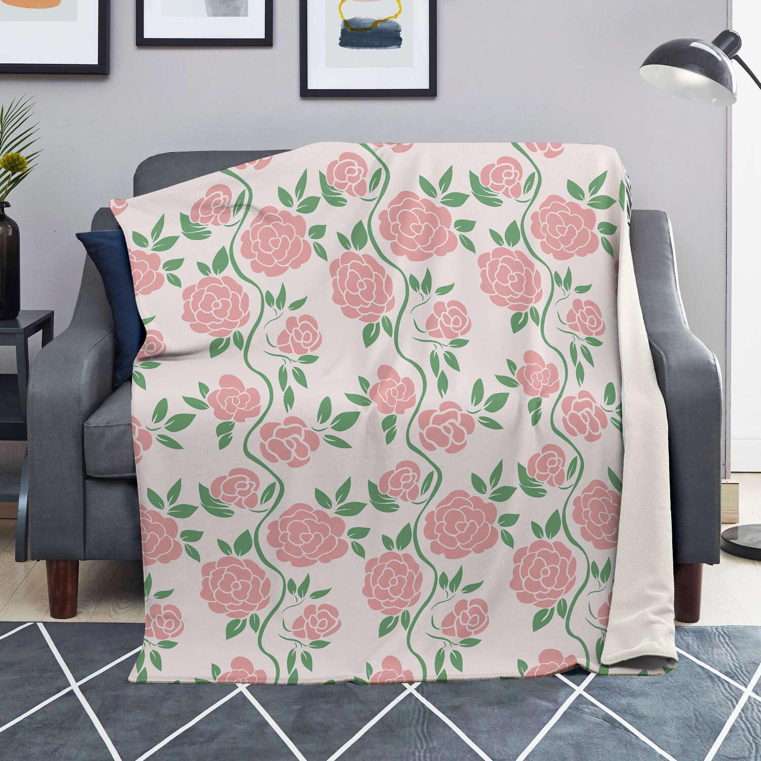 Pink Rose Flower Blanket-grizzshop