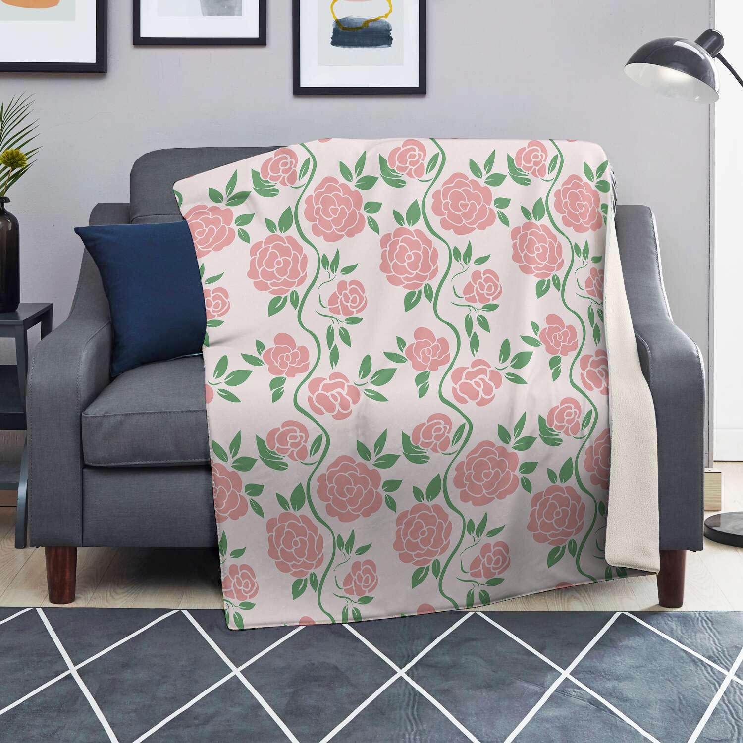 Pink Rose Flower Blanket-grizzshop