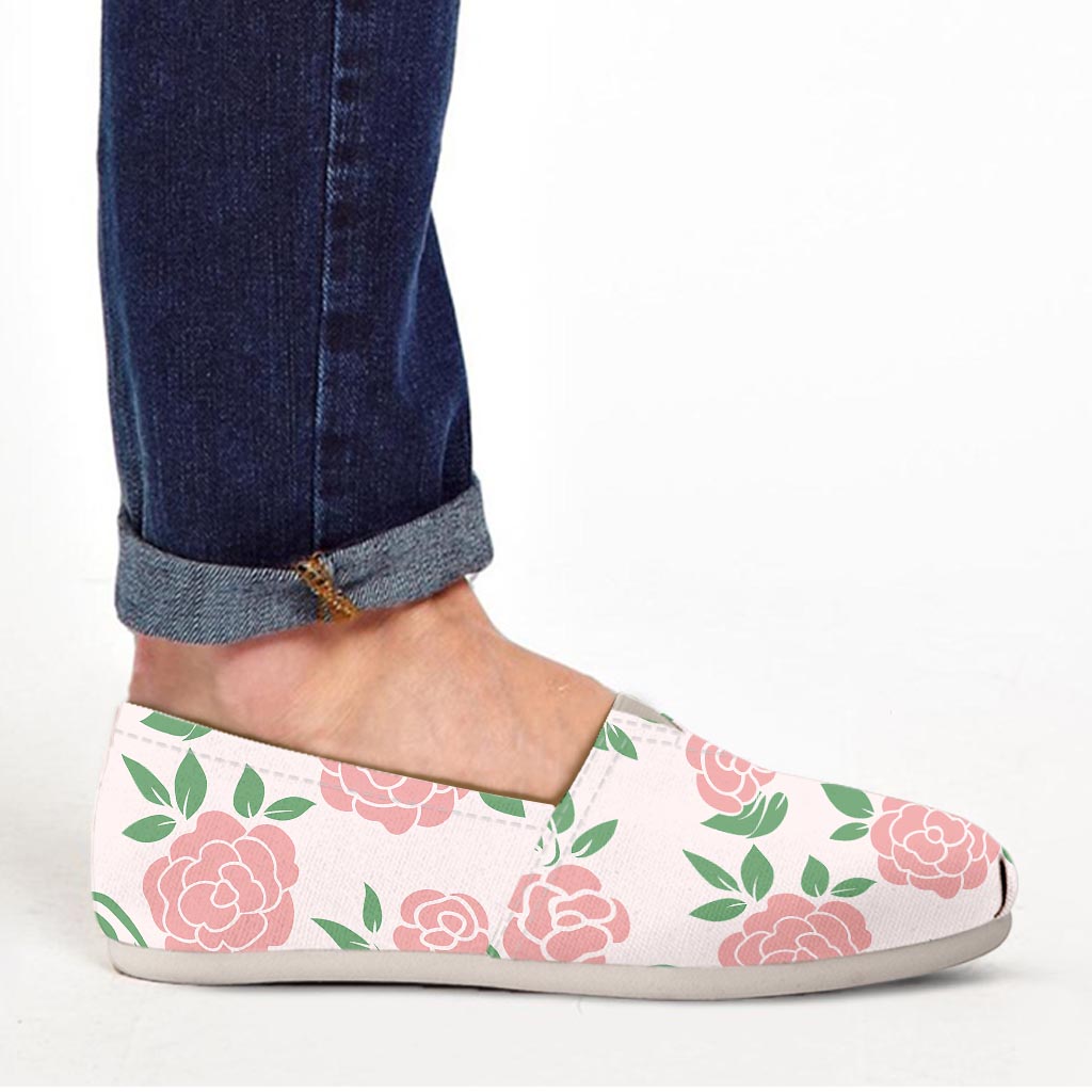 Pink Rose Flower Canvas Shoes-grizzshop