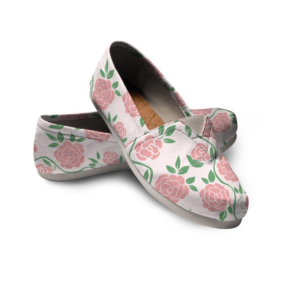 Pink Rose Flower Canvas Shoes-grizzshop
