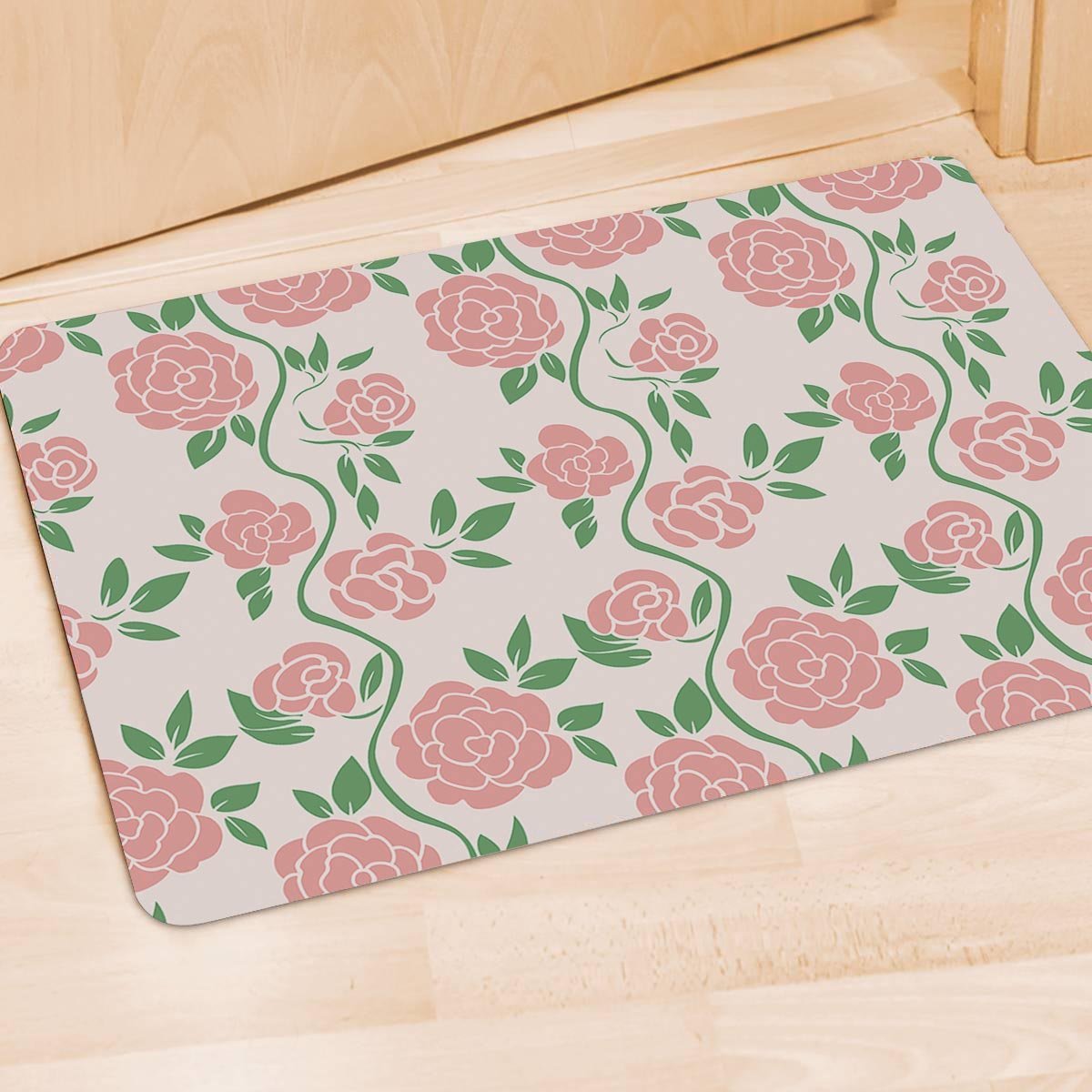 Pink Rose Flower Door Mat-grizzshop