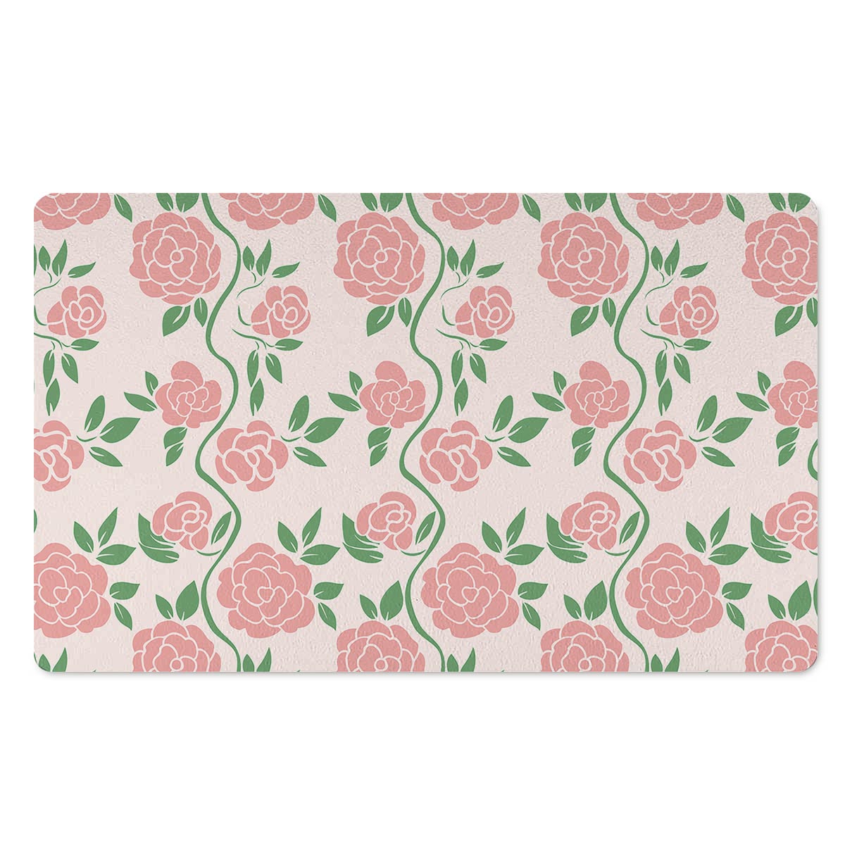 Pink Rose Flower Door Mat-grizzshop