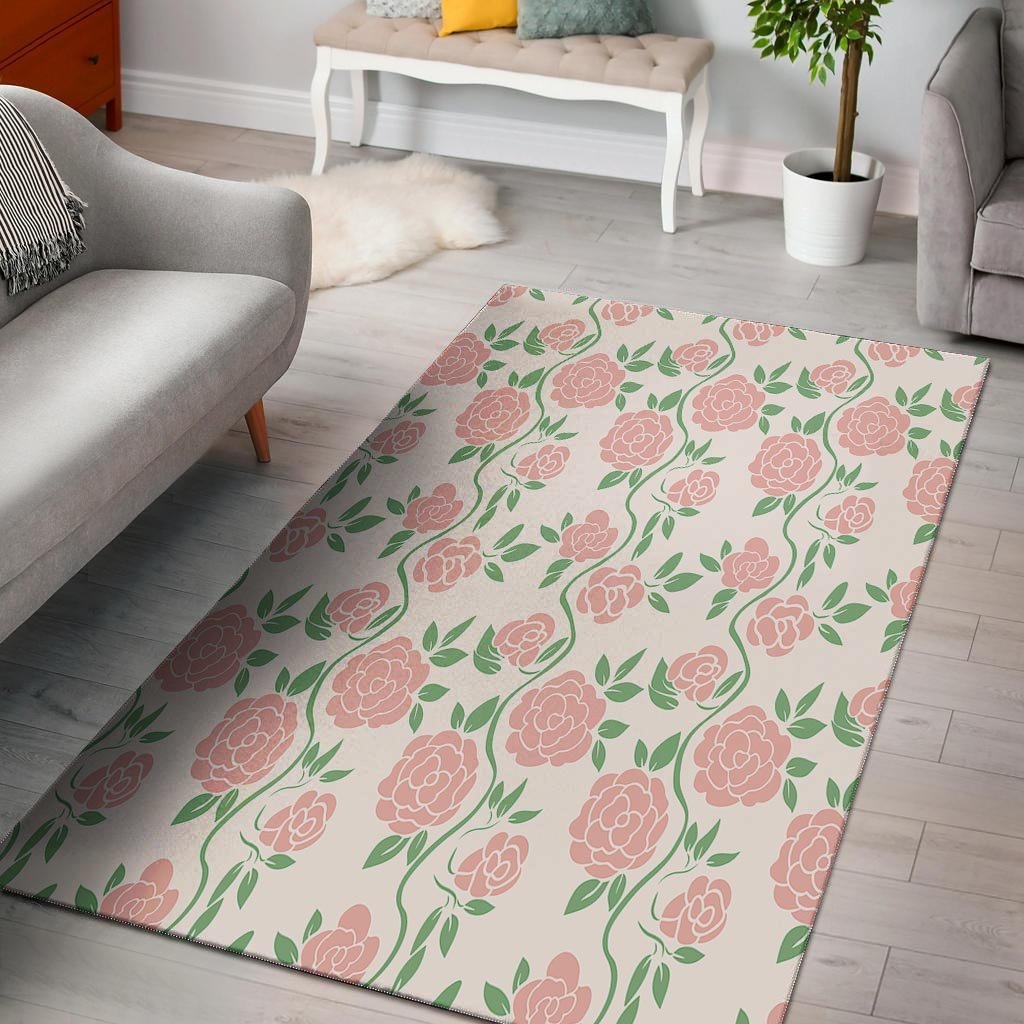 Pink Rose Flower Floor Mat-grizzshop