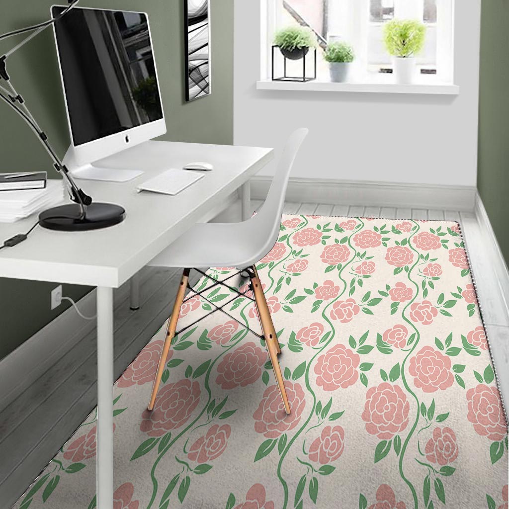 Pink Rose Flower Floor Mat-grizzshop