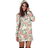 Pink Rose Flower Hoodie Dress-grizzshop