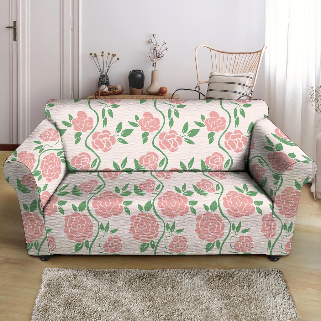 Pink Rose Flower Loveseat Cover-grizzshop