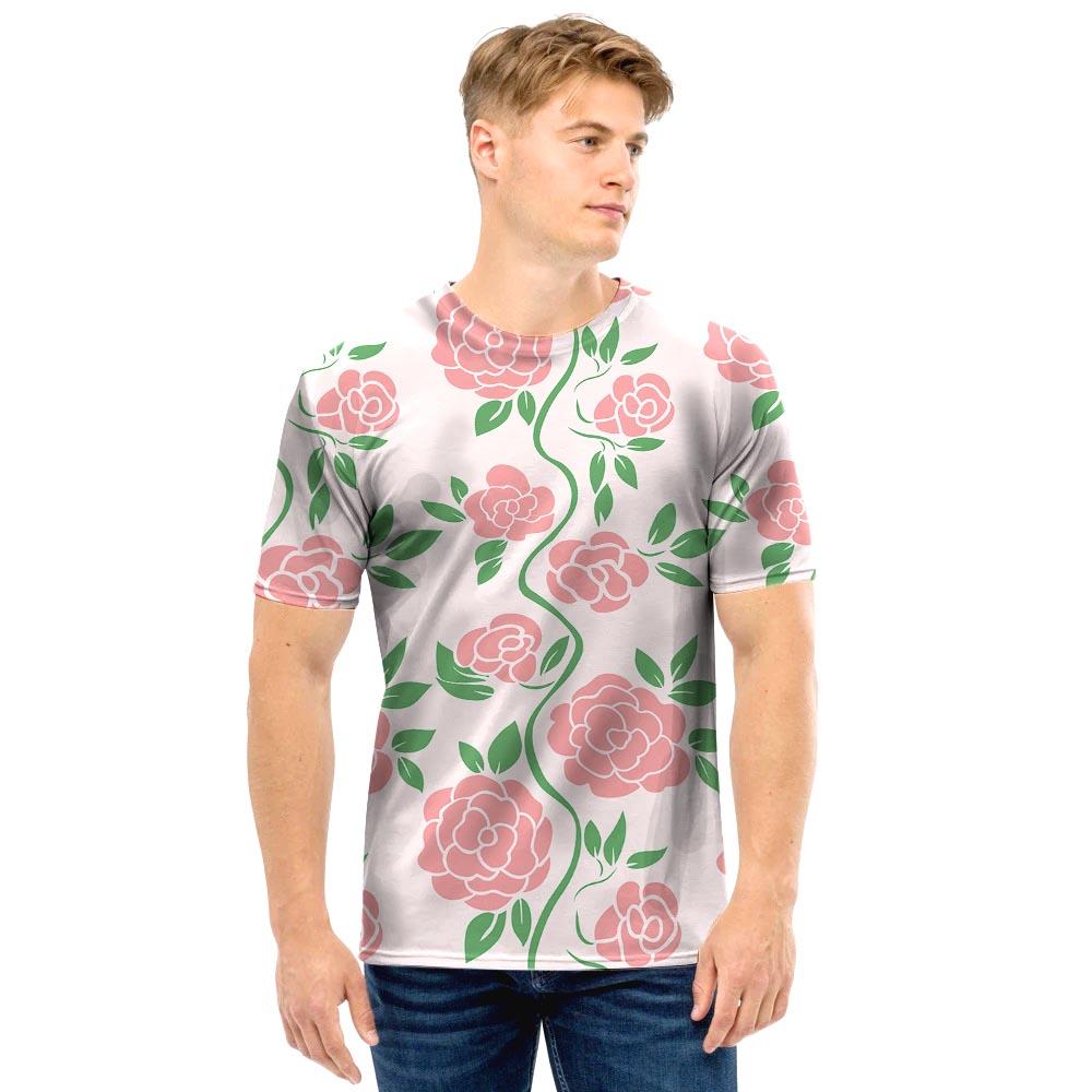 Pink Rose Flower Men T Shirt-grizzshop