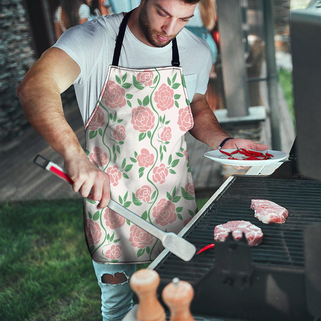 Pink Rose Flower Men's Apron-grizzshop